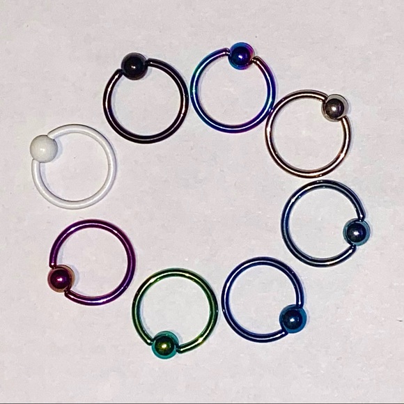 Captive Ring Hoop 16g 11mm 7/16" Lip Nose Ear Earring Eyebrow - Picture 5 of 6